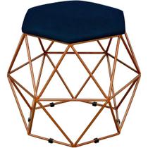 Puff Decorativo Aramado Bronze Six L02 Suede Azul Marinho - Lyam Decor Puff Decorativo Aramado Bronze Six L02 Suede Azul Marinho - Lyam Decor