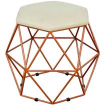 Puff Decorativo Aramado Bronze Six L02 Suede Bege - Lyam Decor