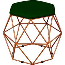 Puff Decorativo Aramado Bronze Six L02 Suede Verde Musgo - Lyam Decor