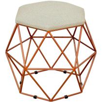 Puff Decorativo Aramado Bronze Six Linho Bege - Lyam Decor