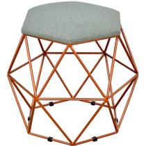 Puff Decorativo Aramado Bronze Six Linho Cinza Escuro - Lyam Decor