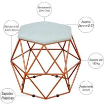 Puff Decorativo Aramado Bronze Six Linho Cinza - Lyam Decor Puff Decorativo Aramado Bronze Six Linho Cinza - Lyam Decor