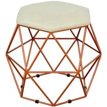 Puff Decorativo Aramado Bronze Six Suede Bege - Lyam Decor