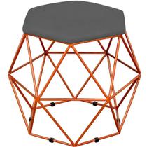 Puff Decorativo Aramado Bronze Six Suede Cinza - Lyam Decor