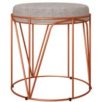 Puff Decorativo Aramado Bronze Zaya L02 Linho Bege - Lyam Decor