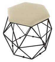 Puff Decorativo Aramado Preto - Hexagonal Suede Bege