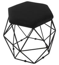 Puff Decorativo Aramado Preto - Hexagonal Suede Preto Puff Decorativo Aramado Preto - Hexagonal Suede Preto