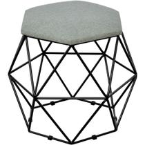 Puff Decorativo Aramado Preto Six L02 Linho Cinza Escuro - Lyam Decor Puff Decorativo Aramado Preto Six L02 Linho Cinza Escuro - Lyam Decor