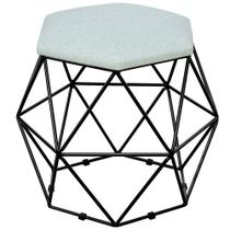 Puff Decorativo Aramado Preto Six L02 Linho Cinza - Lyam Decor Puff Decorativo Aramado Preto Six L02 Linho Cinza - Lyam Decor