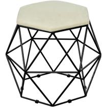 Puff Decorativo Aramado Preto Six L02 Suede Bege - Lyam Decor