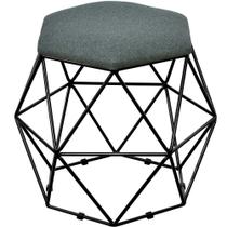 Puff Decorativo Aramado Preto Six Linho Chumbo - Lyam Decor