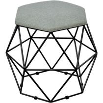 Puff Decorativo Aramado Preto Six Linho Cinza Escuro - Lyam Decor Puff Decorativo Aramado Preto Six Linho Cinza Escuro - Lyam Decor