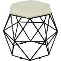 Puff Decorativo Aramado Preto Six Suede Bege - Lyam Decor