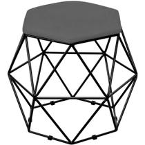 Puff Decorativo Aramado Preto Six Suede Cinza - Lyam Decor Puff Decorativo Aramado Preto Six Suede Cinza - Lyam Decor