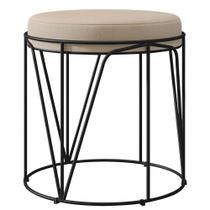 Puff Decorativo Aramado Preto Zaya L02 Suede Bege - Lyam Decor Puff Decorativo Aramado Preto Zaya L02 Suede Bege - Lyam Decor