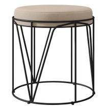 Puff Decorativo Aramado Preto Zaya L02 Suede Bege - Lyam Decor Puff Decorativo Aramado Preto Zaya L02 Suede Bege - Lyam Decor