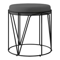 Puff Decorativo Aramado Preto Zaya L02 Suede Cinza - Lyam Decor Puff Decorativo Aramado Preto Zaya L02 Suede Cinza - Lyam Decor