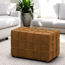 Puff Decorativo Augusto 70cm Sala de Estar Couro Caramelo Manchado G88 - Gran Belo Puff Decorativo Augusto 70cm Sala de Estar Couro Caramelo Manchado G88 - Gran Belo