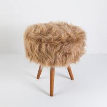 Puff Decorativo Banqueta Dóris Redondo Pelúcia Marrom