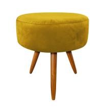 Puff Decorativo Banqueta Dóris Redondo Suede Amarelo