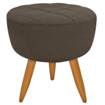 Puff Decorativo Banqueta Maitê Redondo Suede Marrom Claro