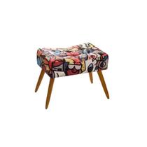 Puff Decorativo Banqueta Retangular Pés de Madeira Palito Romero Gato