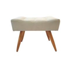 Puff Decorativo Banqueta Retangular Pés de Madeira Palito Suede