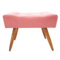 Puff Decorativo Banqueta Retangular Pés de Madeira Palito Suede Rosa Puff Decorativo Banqueta Retangular Pés de Madeira Palito Suede Rosa