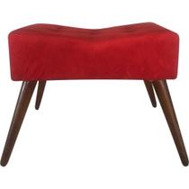 Puff Decorativo Banqueta Retangular Pés de Madeira Palito Suede Vermelho