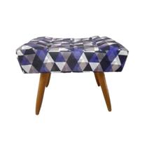 Puff Decorativo Banqueta Retangular Pés de Madeira Palito Triângulo Roxo