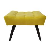 Puff Decorativo Banqueta Retangular Viena Pés Tabaco de Madeira Palito Suede