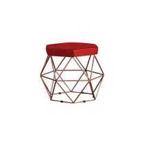 Puff Decorativo Base Bronze Elsa Suede Vermelho G41 - Gran Belo