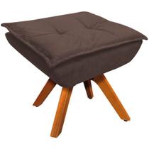 Puff Decorativo Base Giratória em Madeira Charger Suede Marrom G19 - Gran Belo Puff Decorativo Base Giratória em Madeira Charger Suede Marrom G19 - Gran Belo