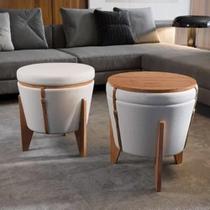 Puff Decorativo Baú Flex Tampo Para Mesa Centro Linho Claro Puff Decorativo Baú Flex Tampo Para Mesa Centro Linho Claro