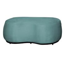 Puff Decorativo Beatriz Orgânico Crm Veludo Azul Turquesa Ms Decor
