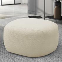 Puff Decorativo Charlote Sala de Estar Pés em Madeira Bouclê Bege G88 - Gran Belo Puff Decorativo Charlote Sala de Estar Pés em Madeira Bouclê Bege G88 - Gran Belo