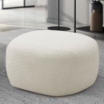 Puff Decorativo Charlote Sala de Estar Pés em Madeira Bouclê Off White G88 - Gran Belo Puff Decorativo Charlote Sala de Estar Pés em Madeira Bouclê Off White G88 - Gran Belo