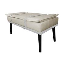 Puff Decorativo com Cinto Branco Suede Cores - DS Estofados