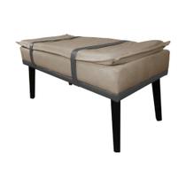 Puff Decorativo com Cinto Cinza Suede Cores - DS Estofados