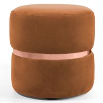 Puff Decorativo Com Cinto Rosê Round B-262 Veludo Laranja - Domi