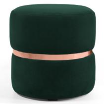 Puff Decorativo Com Cinto Rosê Round B-303 Veludo Verde Musgo - Domi