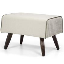 Puff Decorativo com Pés de Madeira Viseo D02 60 cm Linho Bege B-172 - Lyam Decor Puff Decorativo com Pés de Madeira Viseo D02 60 cm Linho Bege B-172 - Lyam Decor