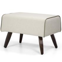Puff Decorativo com Pés de Madeira Viseo D02 60 cm Linho Bege D-172 - Lyam Decor Puff Decorativo com Pés de Madeira Viseo D02 60 cm Linho Bege D-172 - Lyam Decor