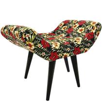 Puff Decorativo Elegance Jacquard Floral Vermelho