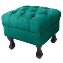 Puff Decorativo Em Captonê Retrô Luis Xv Suede Azul - LM DECOR