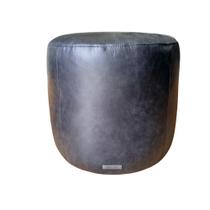 Puff Decorativo em Couro Natural Bahamas Preto
