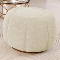 Puff Decorativo Estilo Abóbora Orgânico Shell Bouclê Bege - Desk Design