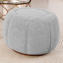 Puff Decorativo Estilo Abóbora Orgânico Shell Bouclê Cinza Claro - Desk Design Puff Decorativo Estilo Abóbora Orgânico Shell Bouclê Cinza Claro - Desk Design