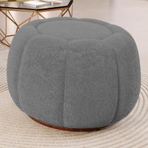 Puff Decorativo Estilo Abóbora Orgânico Shell Bouclê Cinza Escuro - Desk Design Puff Decorativo Estilo Abóbora Orgânico Shell Bouclê Cinza Escuro - Desk Design