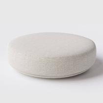 Puff Decorativo Flat 80cm de Diâmetro em Linho Bege Claro - Home Mobily